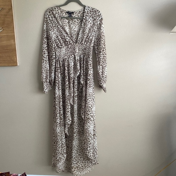 Forever 21 Cheetah Animal Print Smocked Long Sleeve Tunic Top Size M - Picture 3 of 12